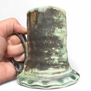 Handmade Ceramic Mug in Mint Green and Black